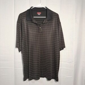 Pro Player‎ Polo Shirt XL Black Pinstripe Short Sleeve Performance Golf Tee